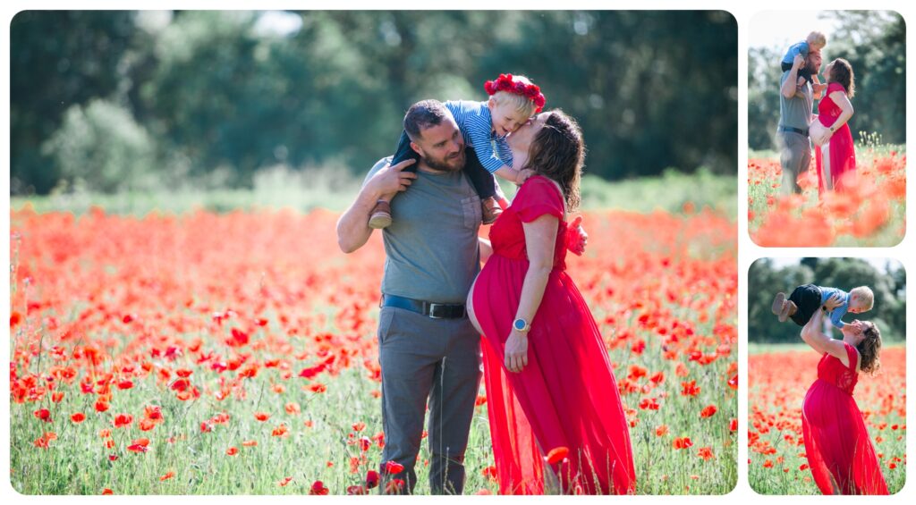séance famille, pack maternité ,séance grossesse , newborn, champ de coquelicot , family shooting , lisa sanchez photographe Gard 